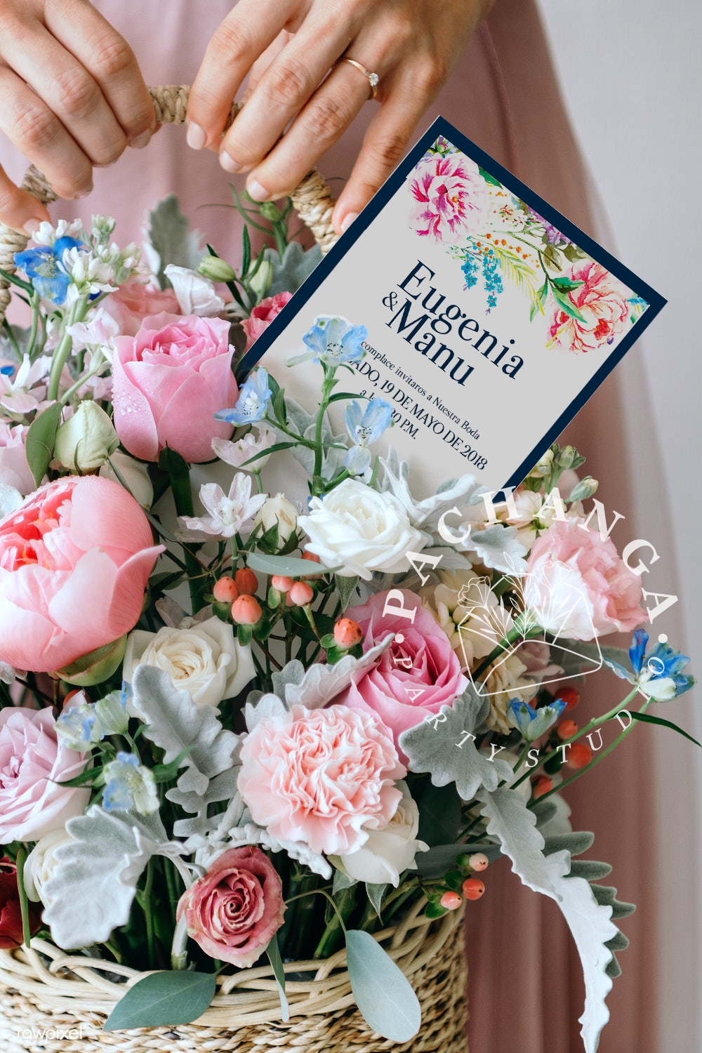 Doménica 1 Doménica: invitación de boda primaveral y romántica